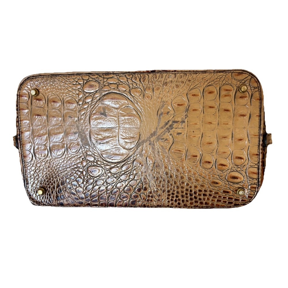 BRAHMIN Purse Brown Croc Embossed Leather Bag Tote Handbag‎ Designer Crossbody - Picture 9 of 16